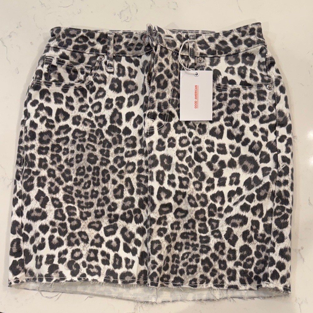 Good American Black and White Leopard Pencil Skirt